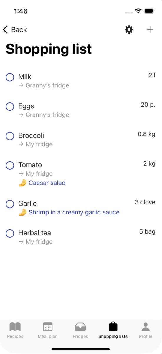 shopping list